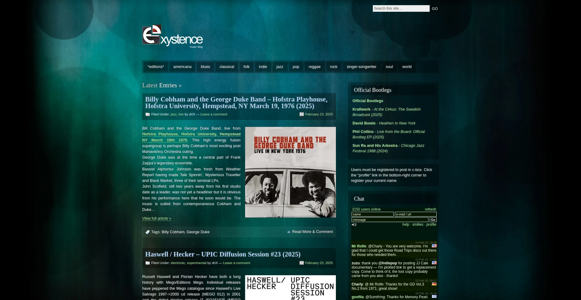 Website screenshot of Exystence.net
