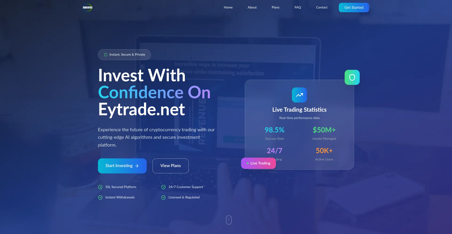 Website screenshot of Eytrade.net