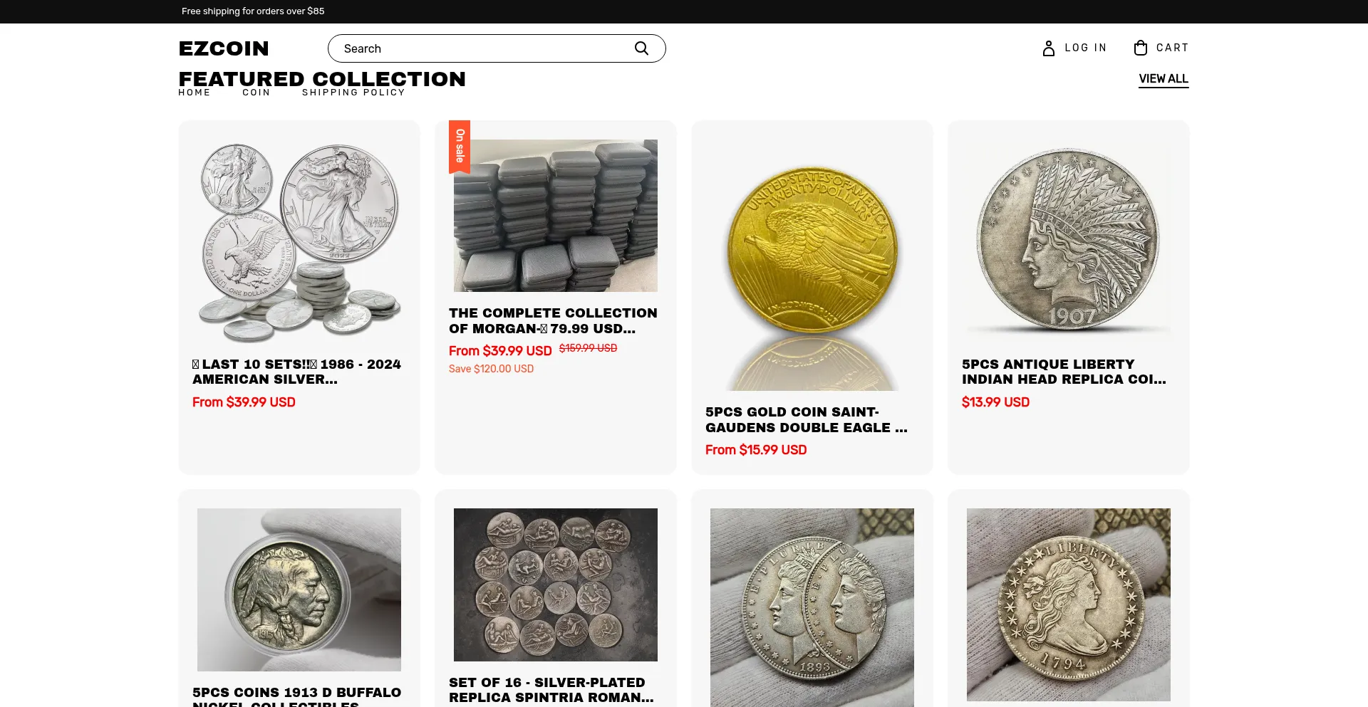 Website screenshot of Ezcoin.shop