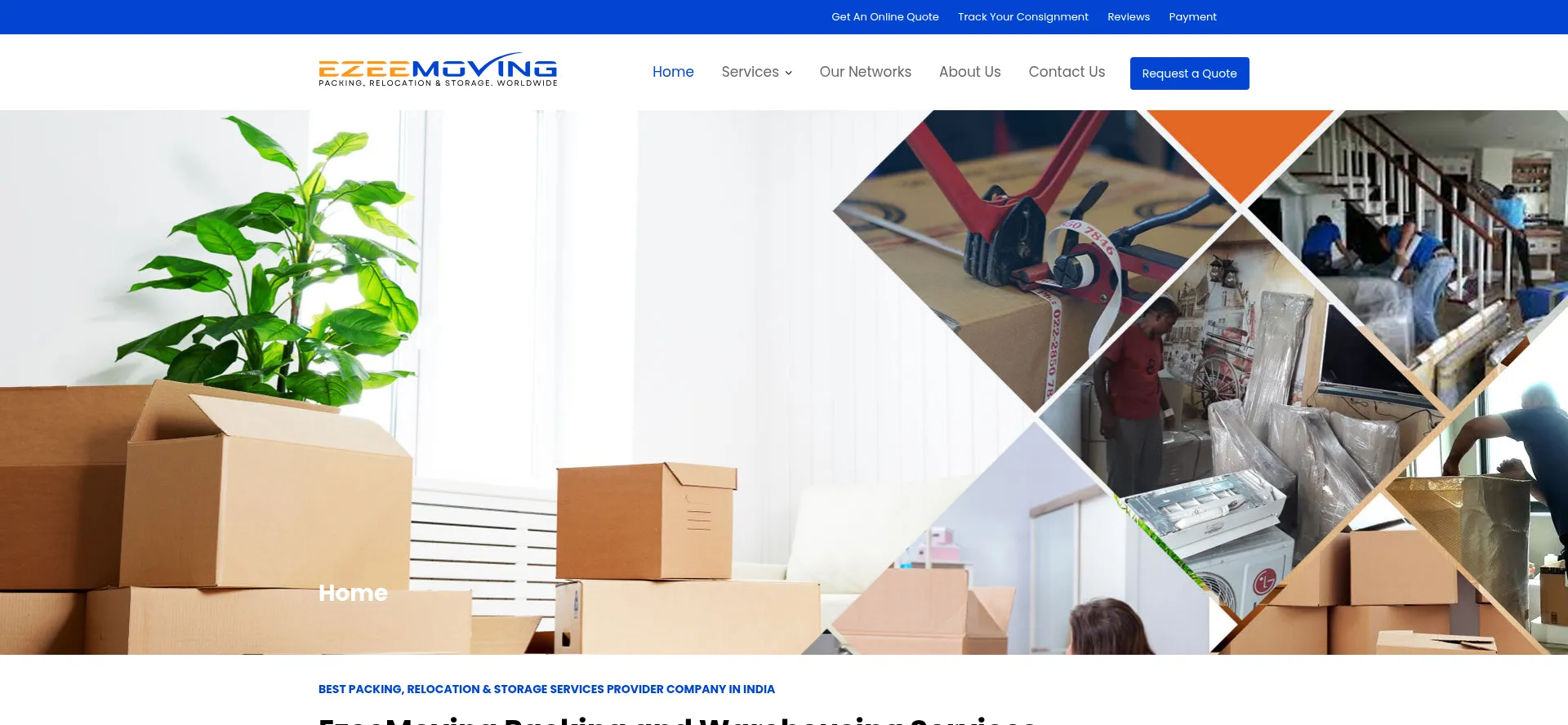 Website screenshot of Ezeemoving.in