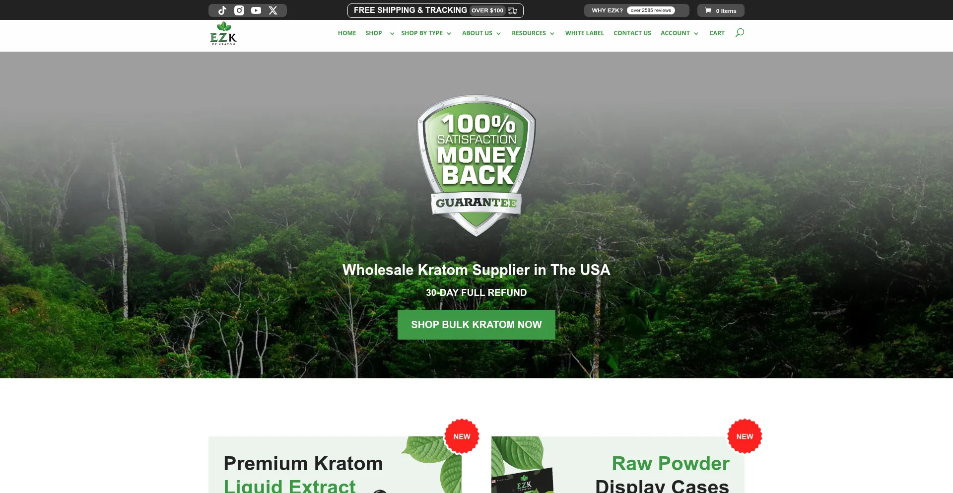 Website screenshot of Ezkratom.com