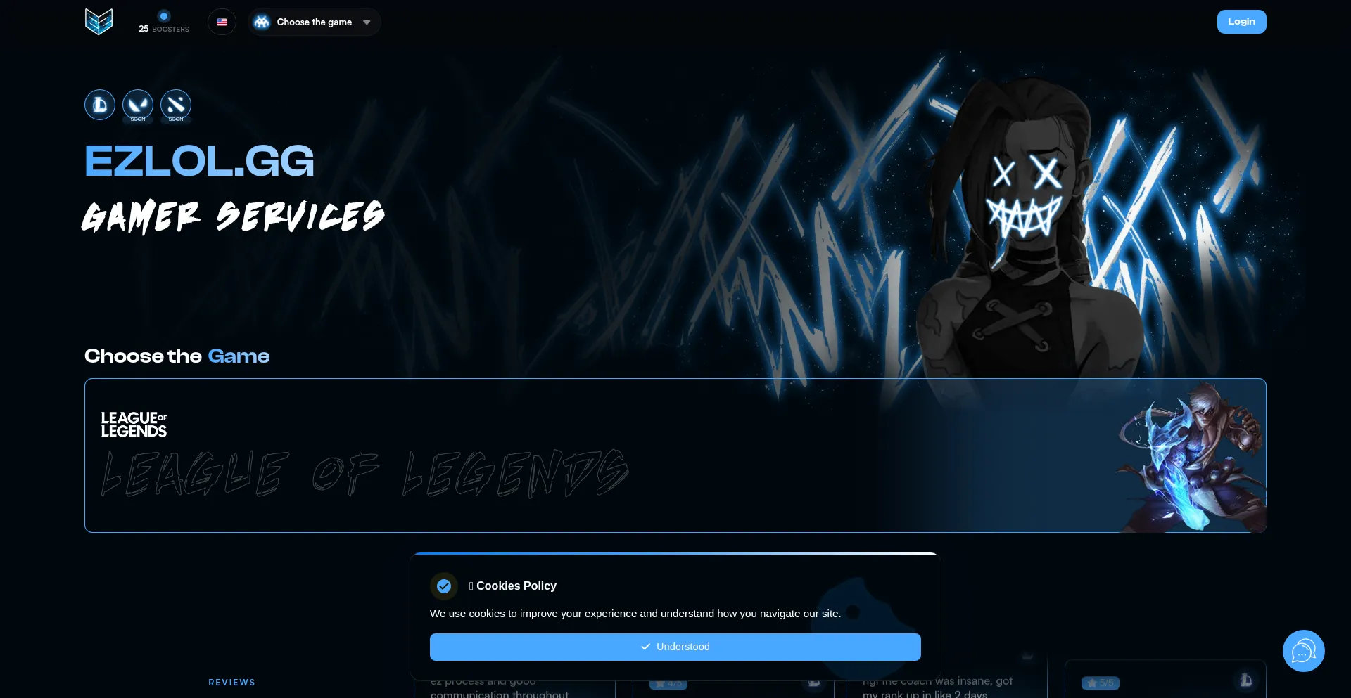 Website screenshot of Ezlol.gg