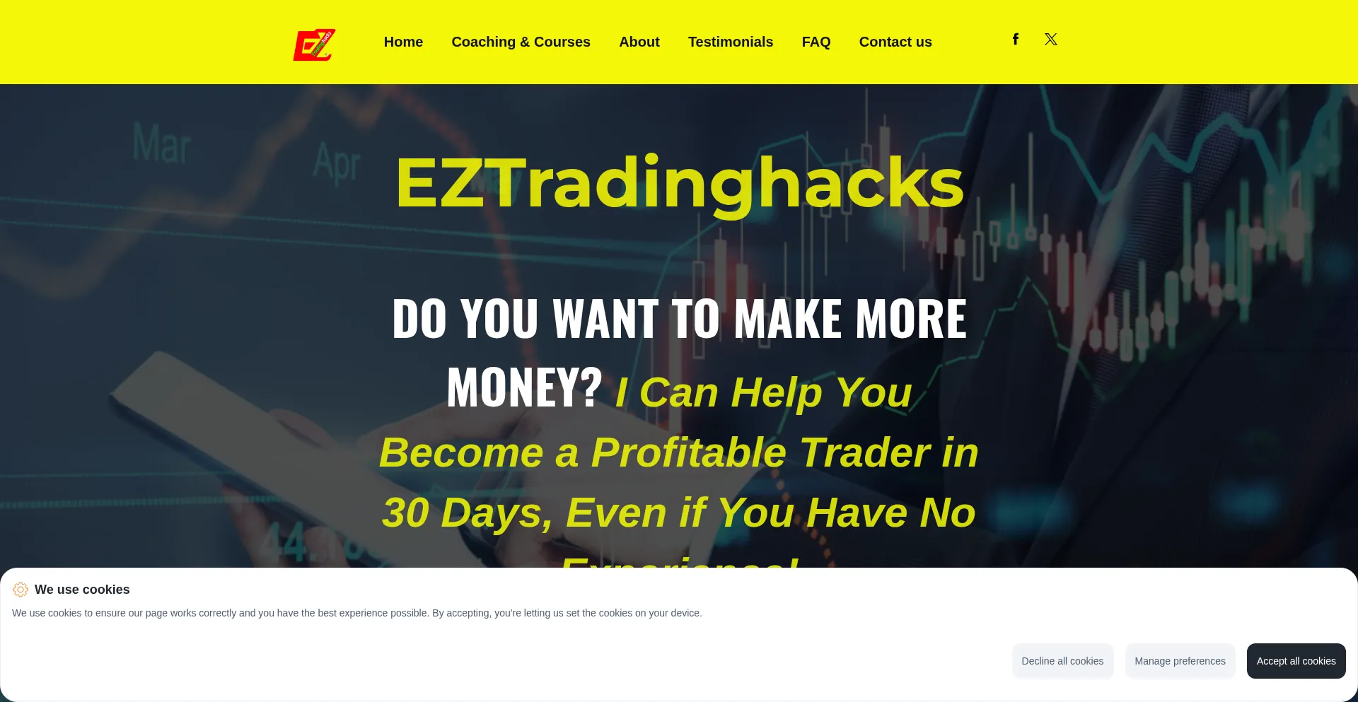 Website screenshot of Eztradinghacks.com
