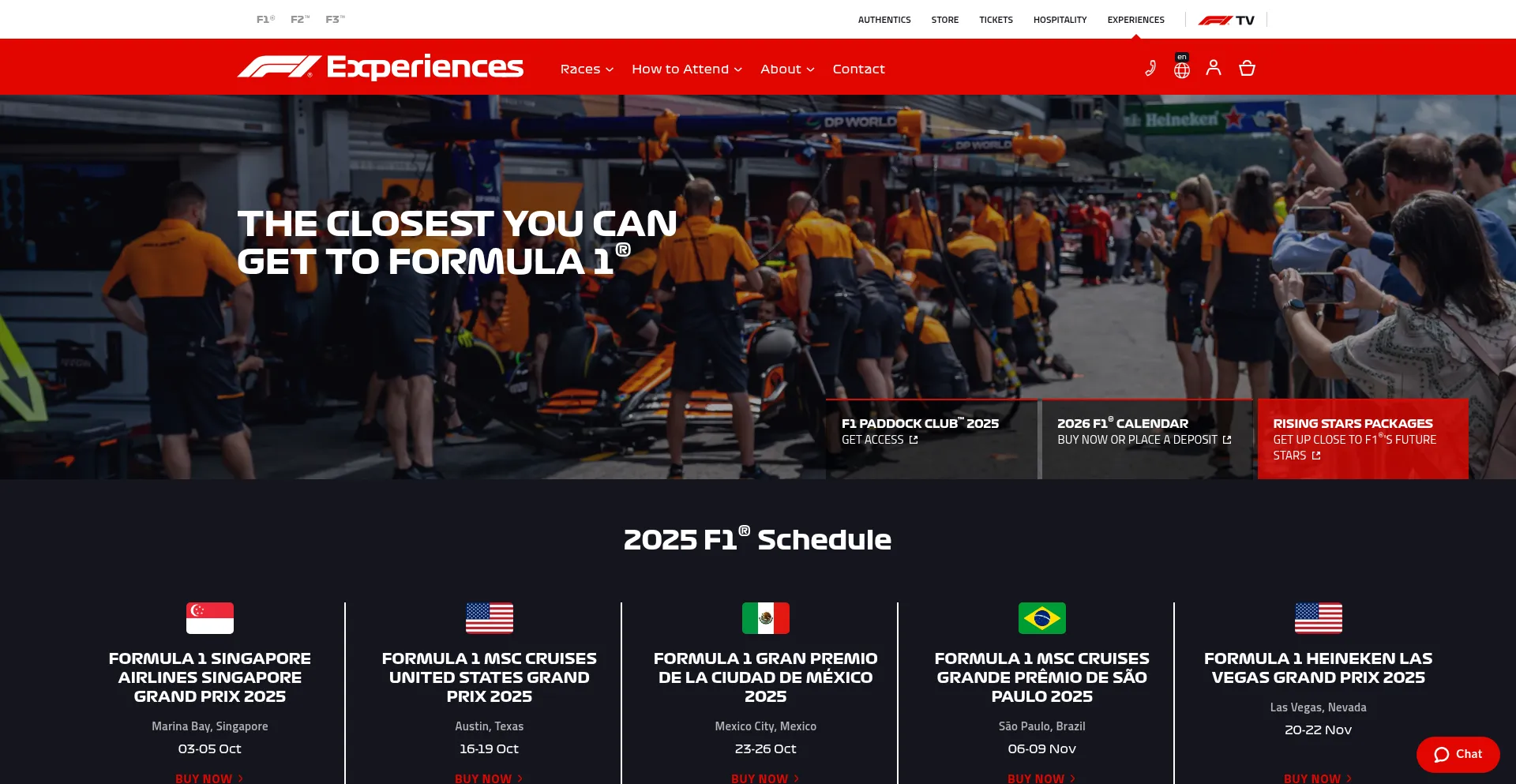 F1experiences.com Screenshot