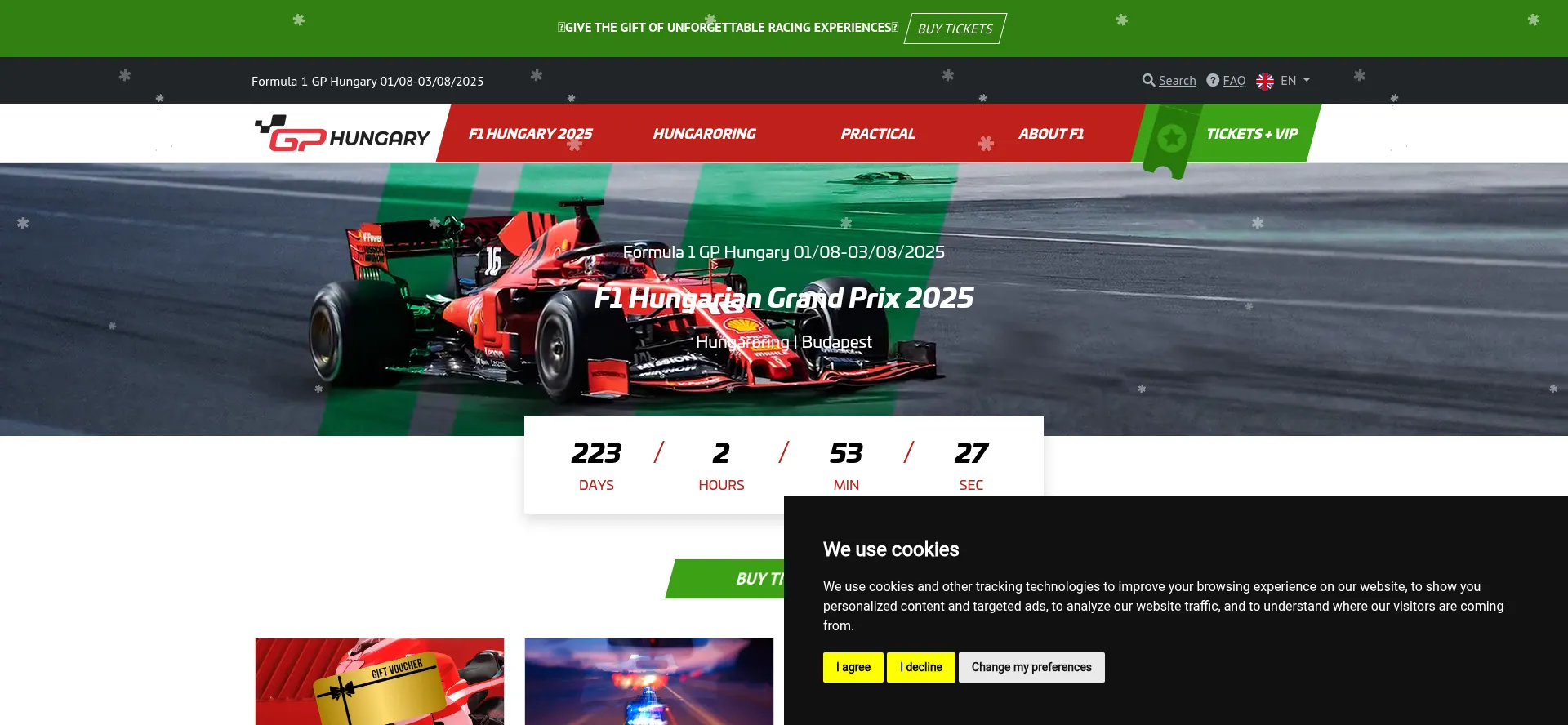 Website screenshot of F1hungary.com