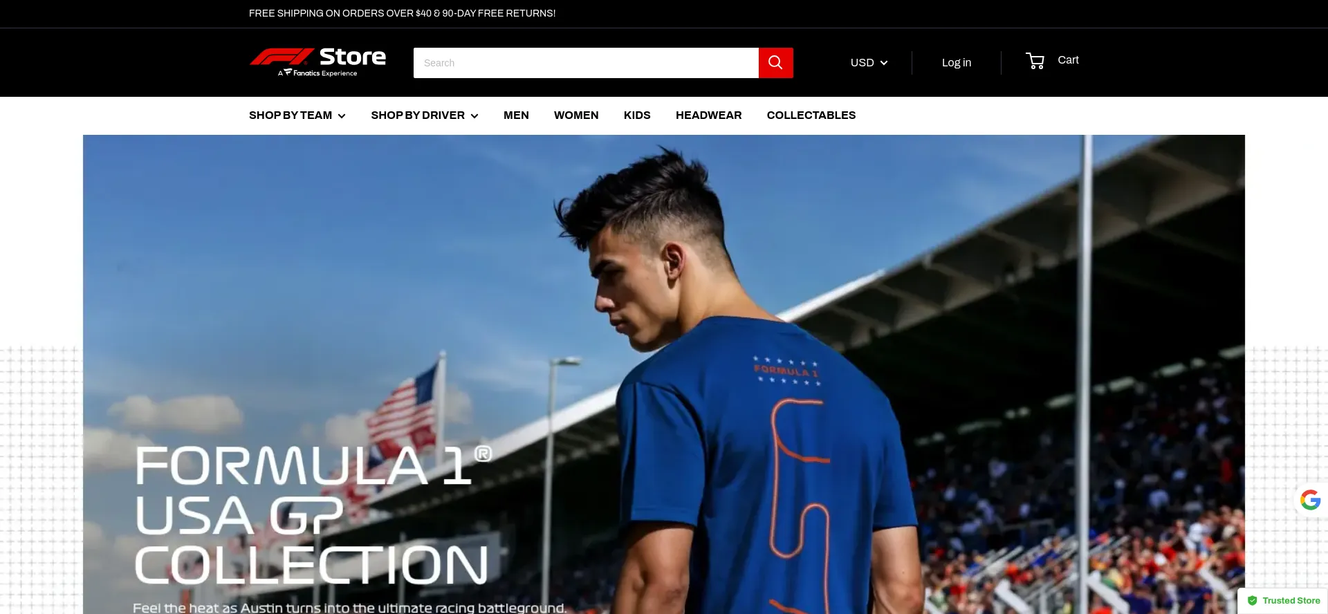 Website screenshot of F1store-formula1.ru.com