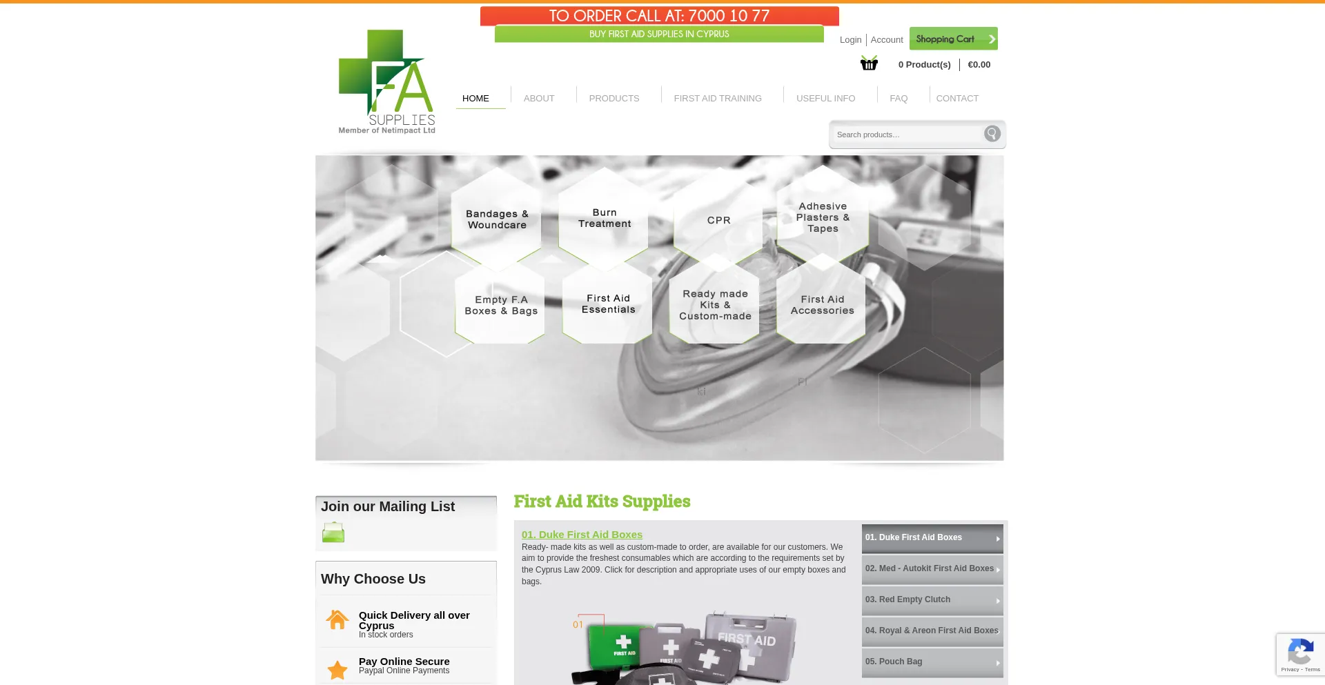 Website screenshot of Fa-supplies.com