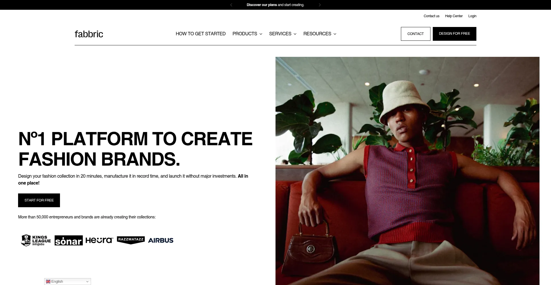 Website screenshot of Fabbric.com