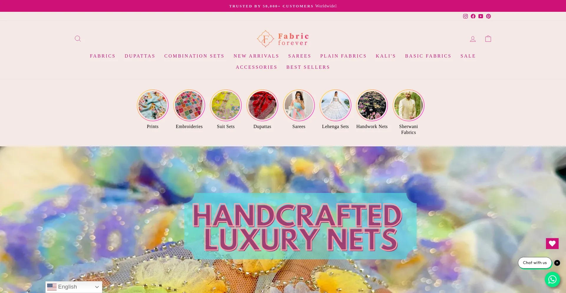 Website screenshot of Fabricforever.in