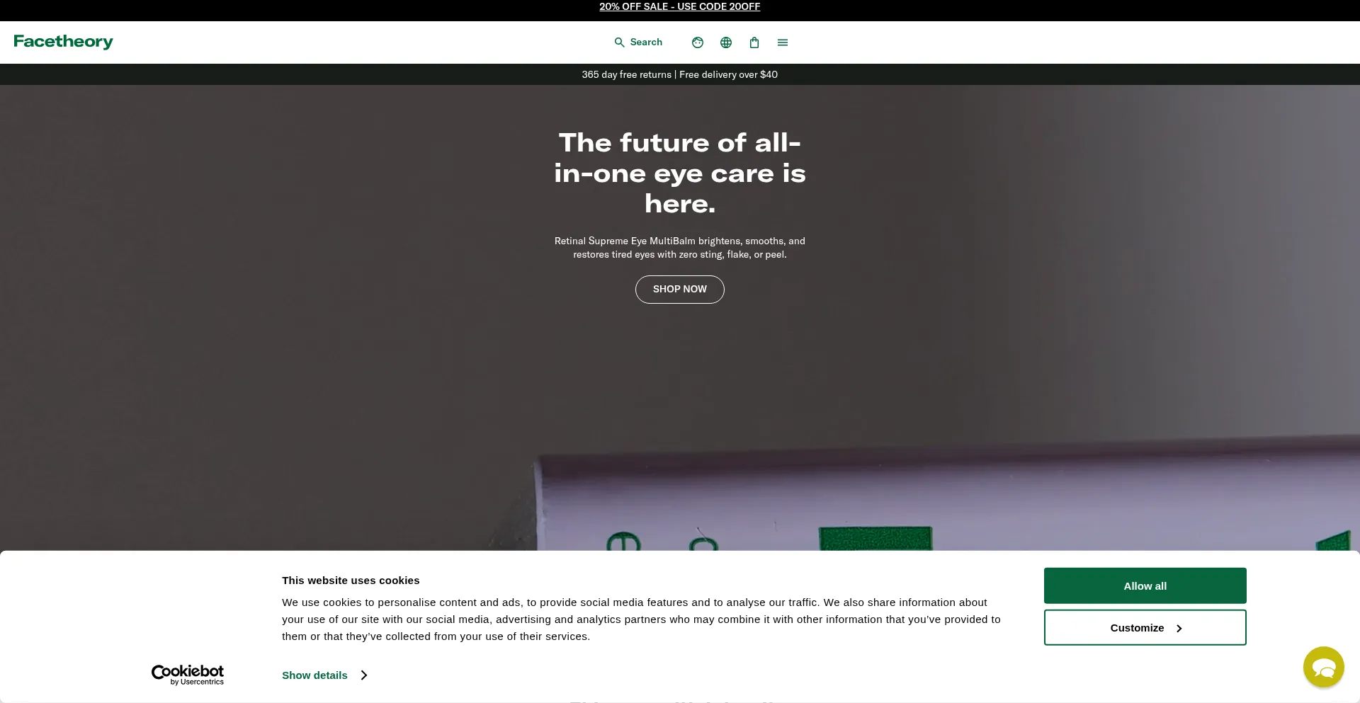 Website screenshot of Facetheory.com