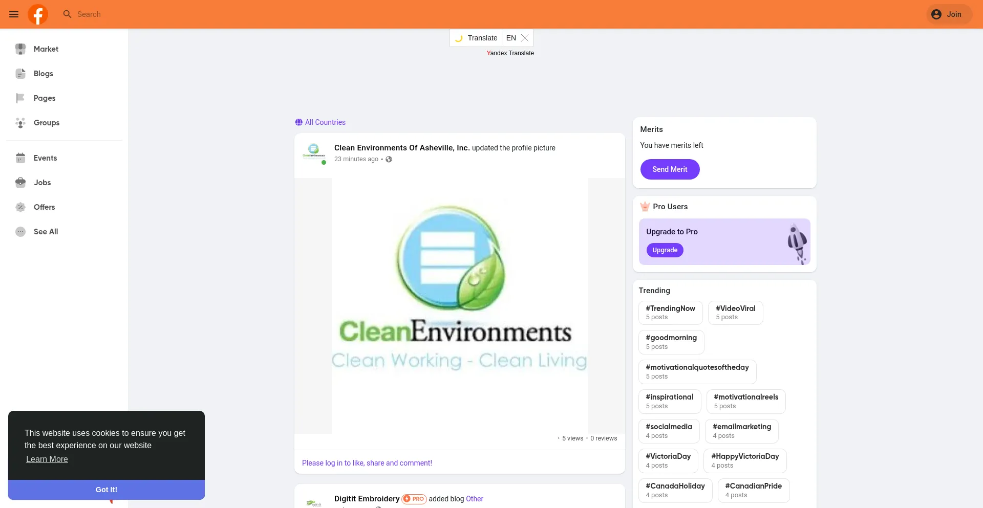 Website screenshot of Facetoshi.live
