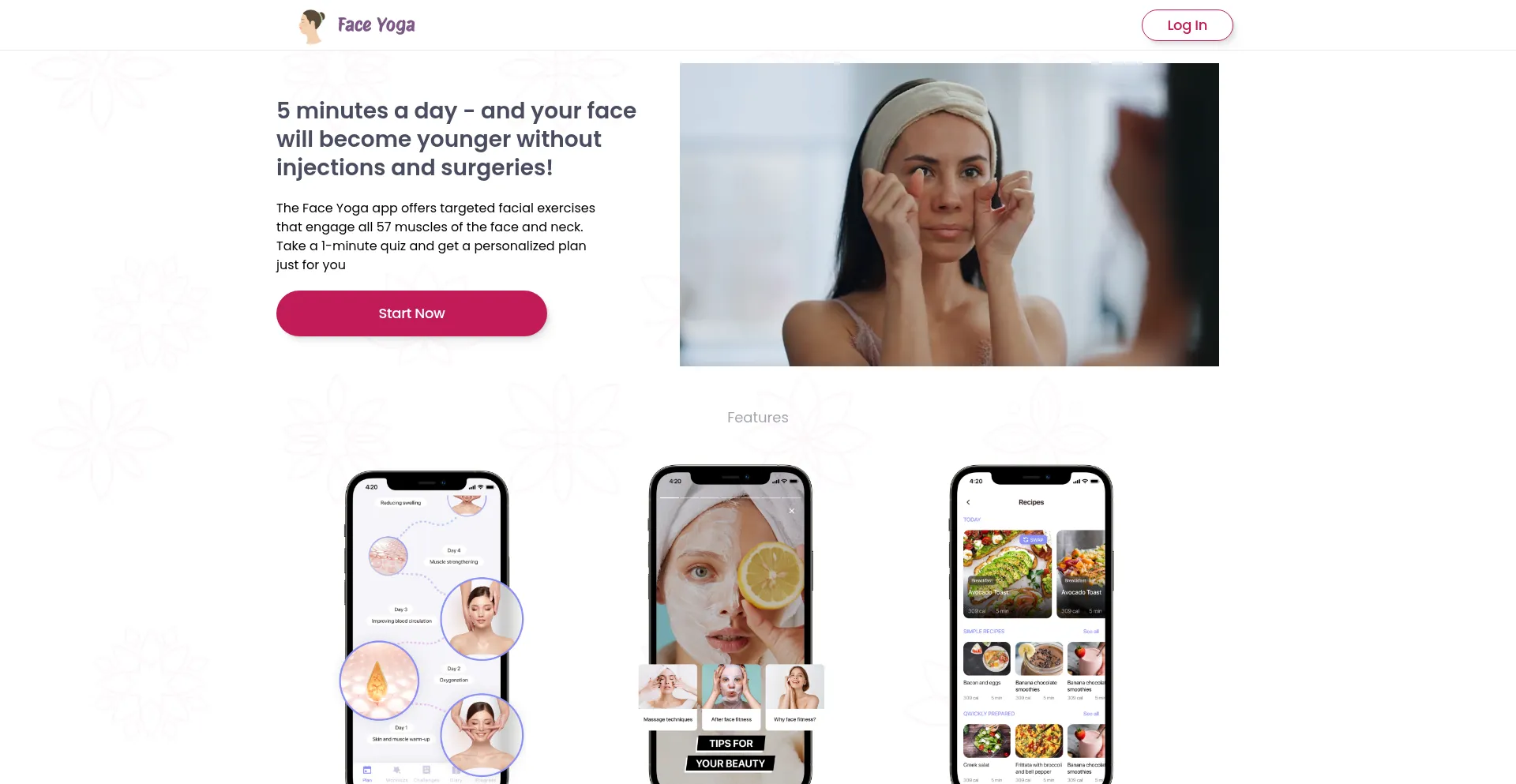 Website screenshot of Faceyoga.fit