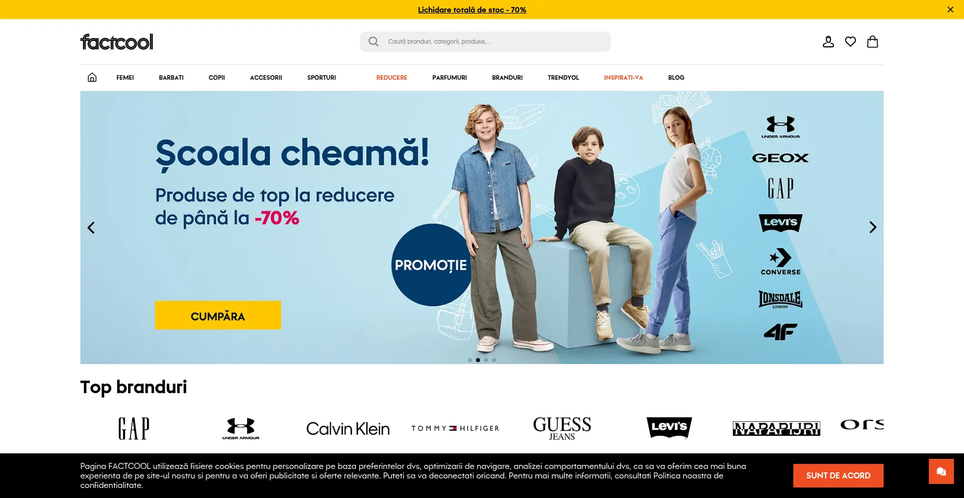 Website screenshot of Factcool.ro