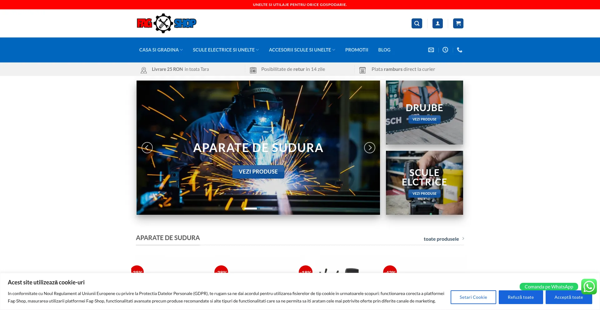 Website screenshot of Fag-shop.ro