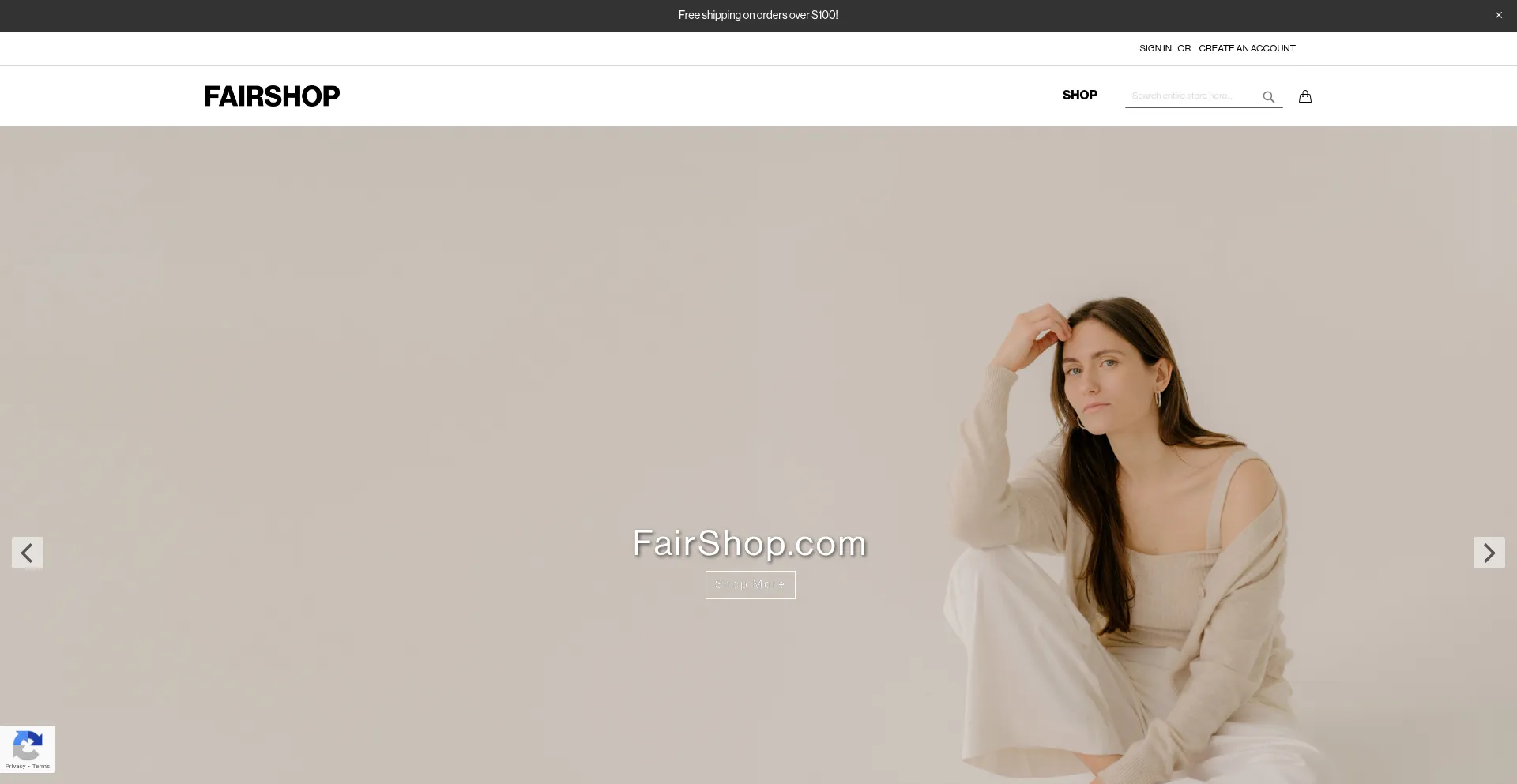 Website screenshot of Fairshop.com