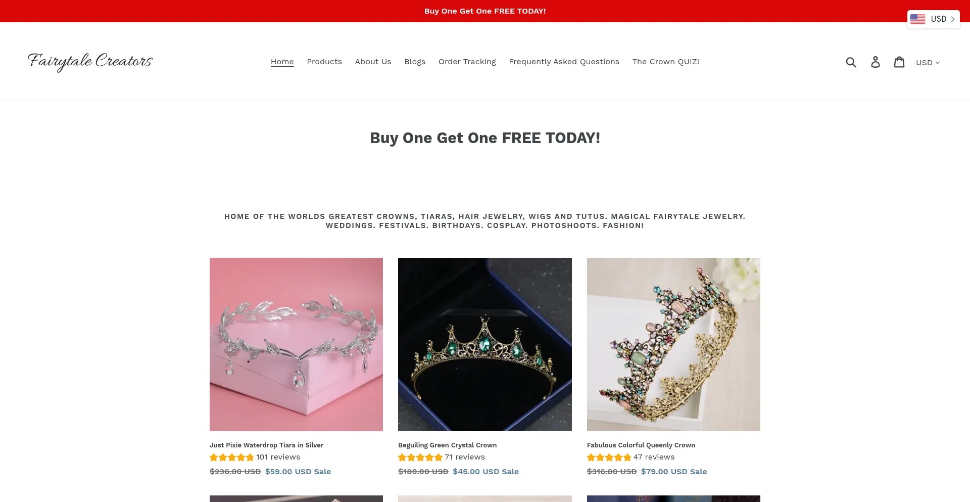 Website screenshot of Fairytalecreators.com