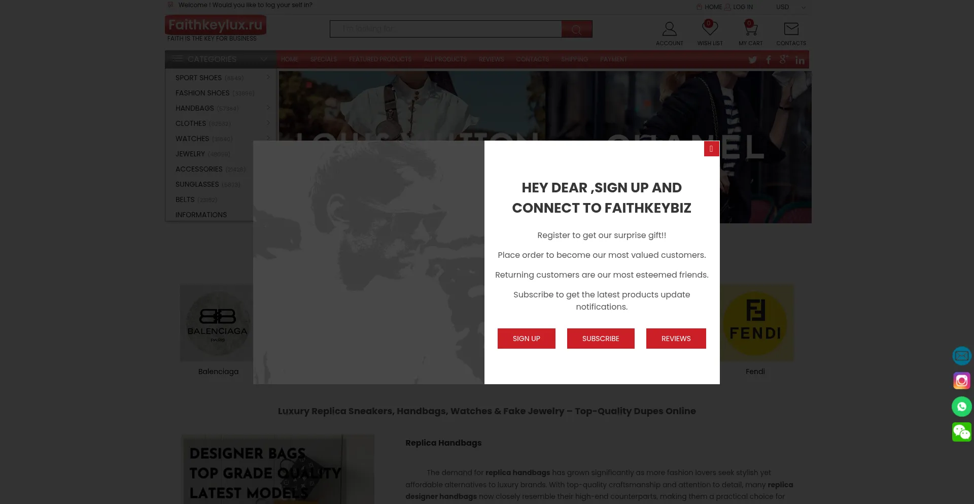 Website screenshot of Faithkeylux.ru