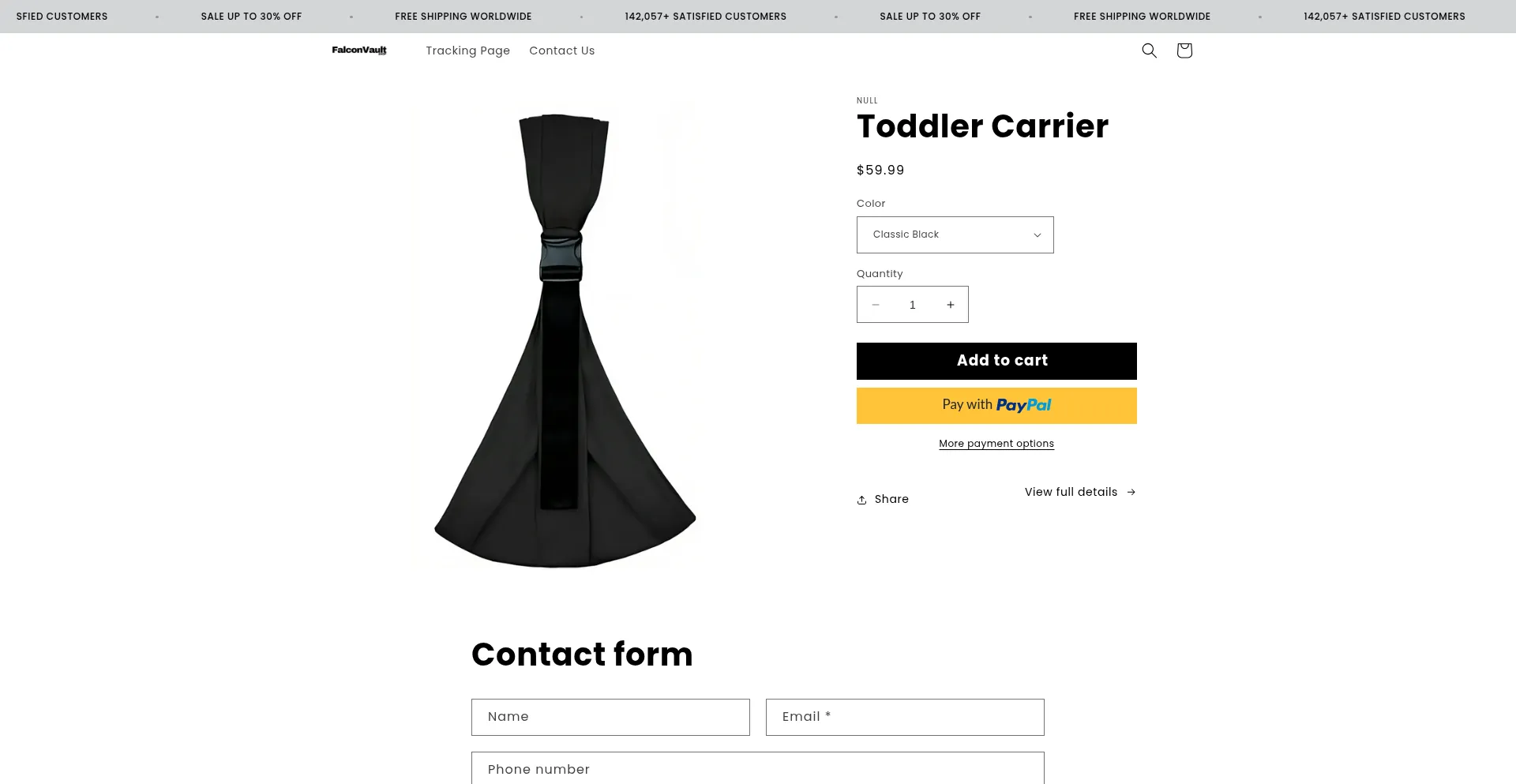 Website screenshot of Falconvaultshop.com