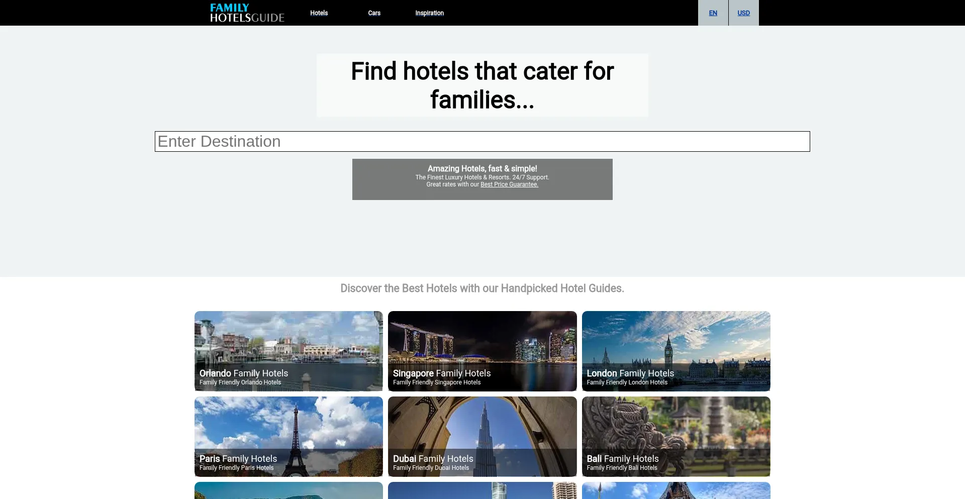 Website screenshot of Familyhotelsguide.com