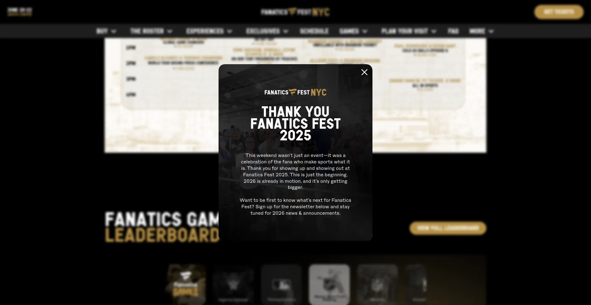 Website screenshot of Fanaticsfest.com