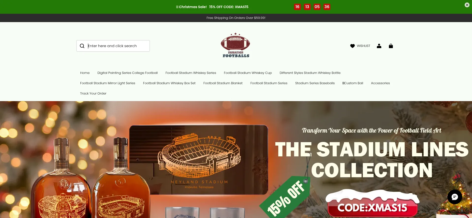 Website screenshot of Fanaticsfootballs.com