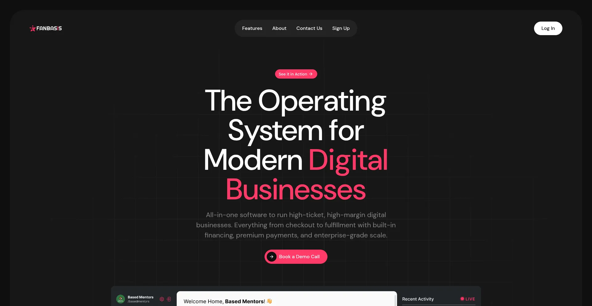Website screenshot of Fanbasis.com