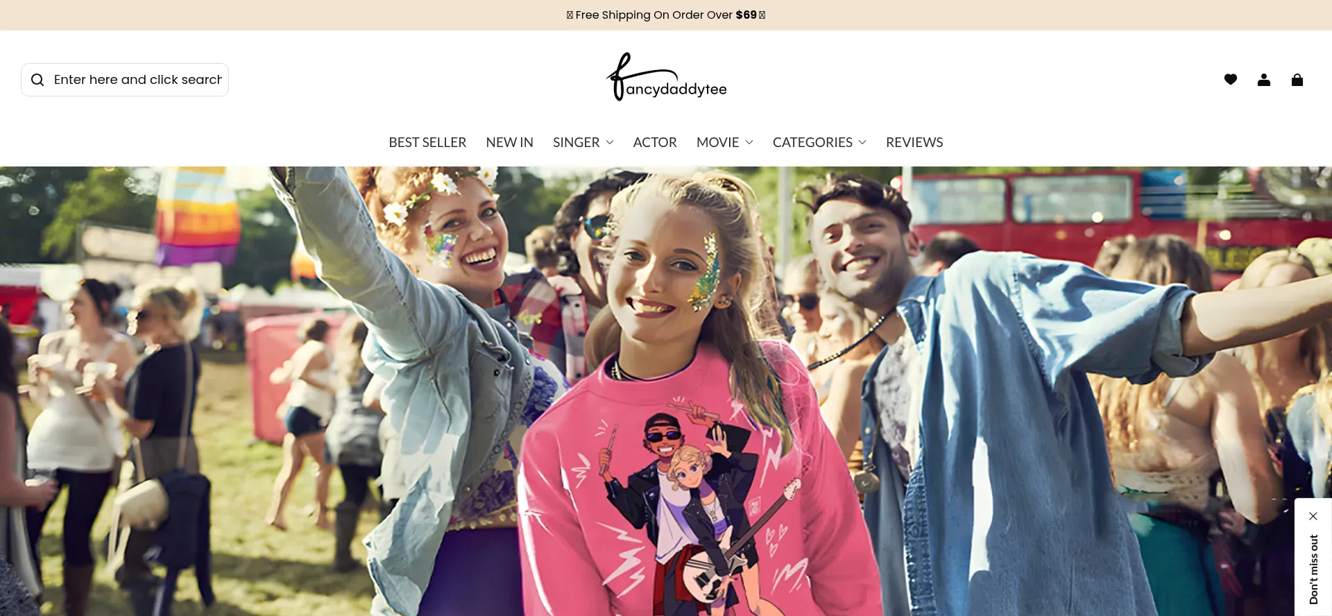 Website screenshot of Fancydaddytee.com