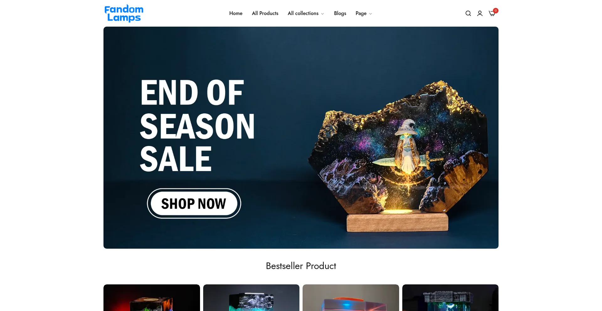 Website screenshot of Fandomlamps.com