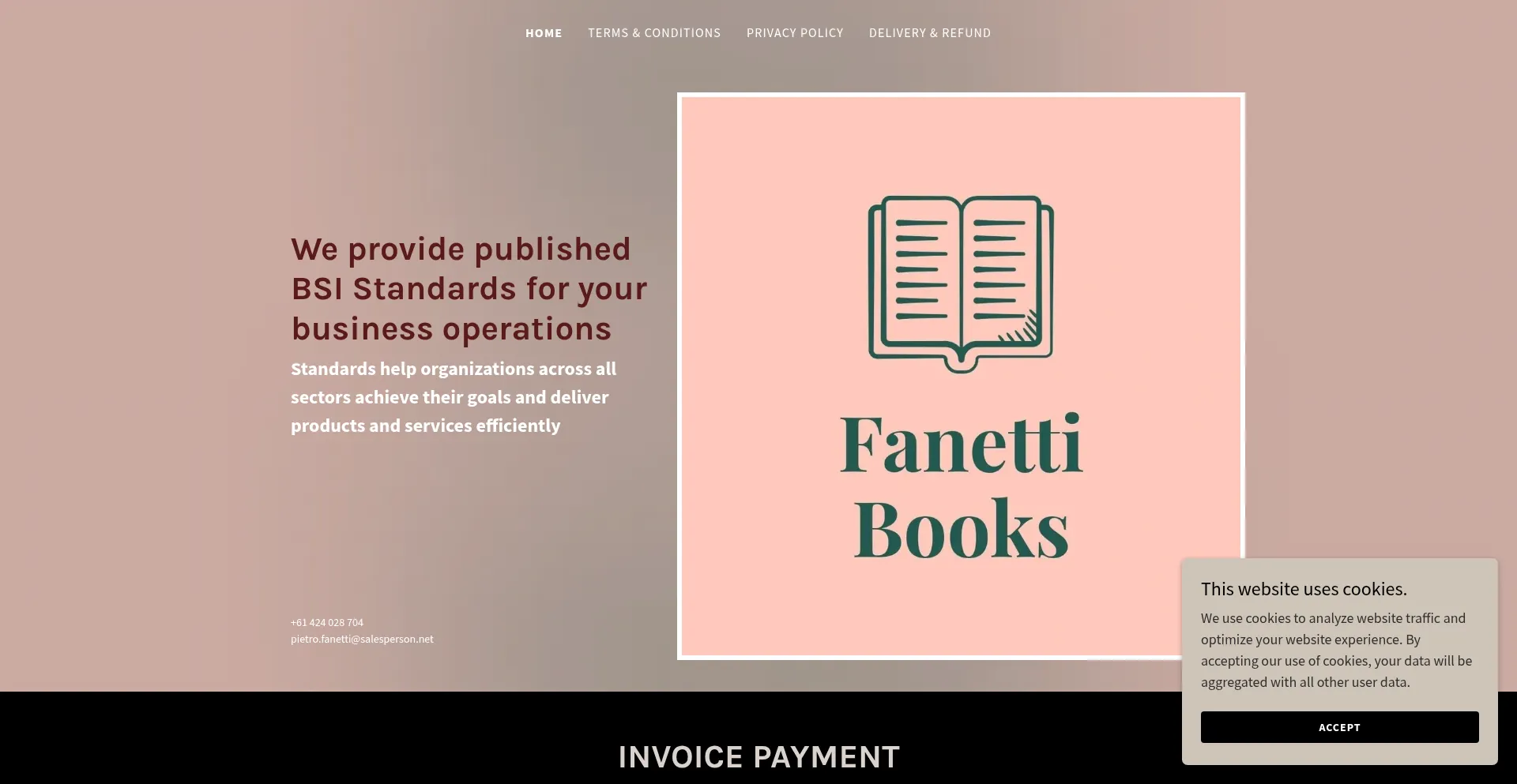 Website screenshot of Fanettibooks.com