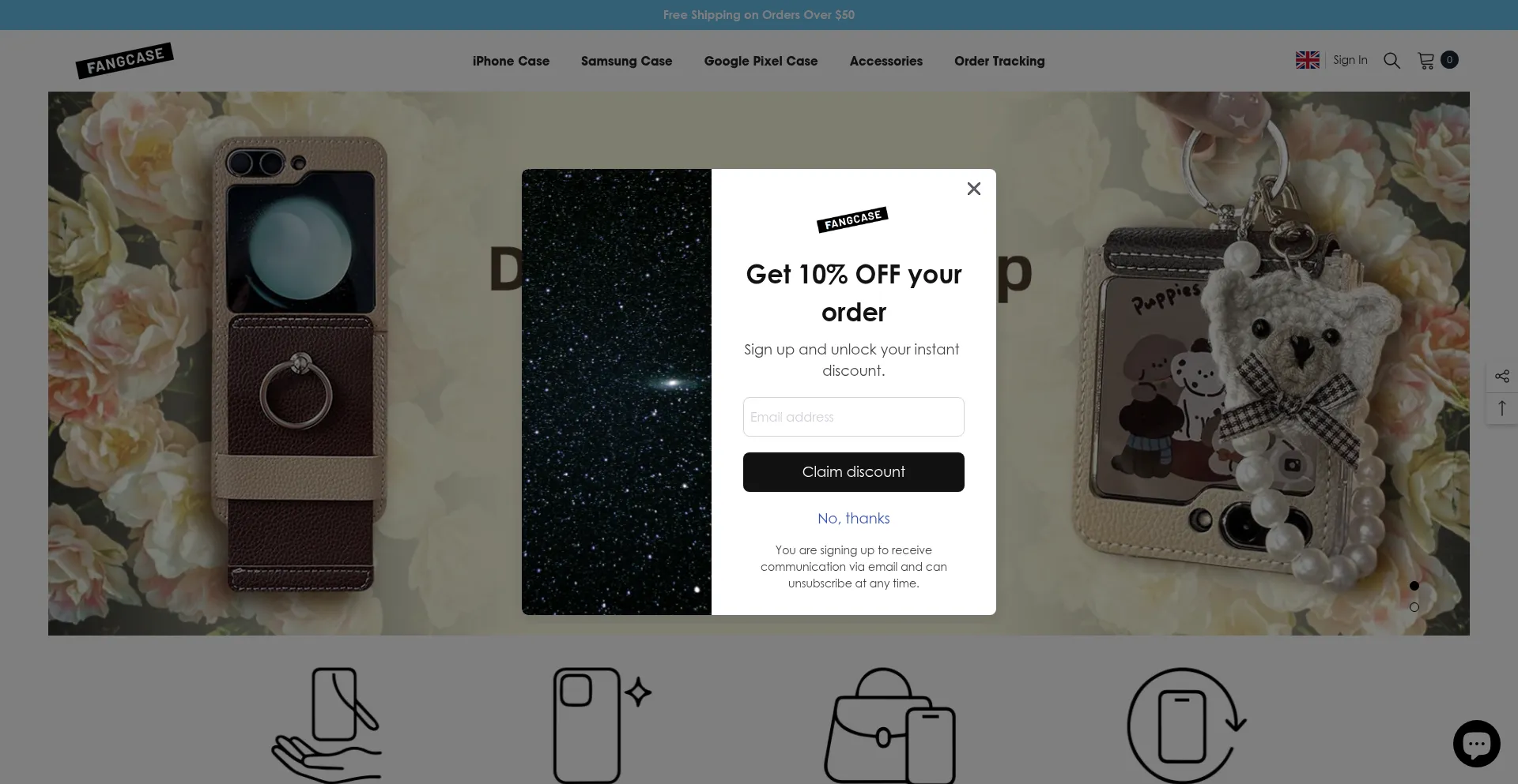 Website screenshot of Fangcase.com