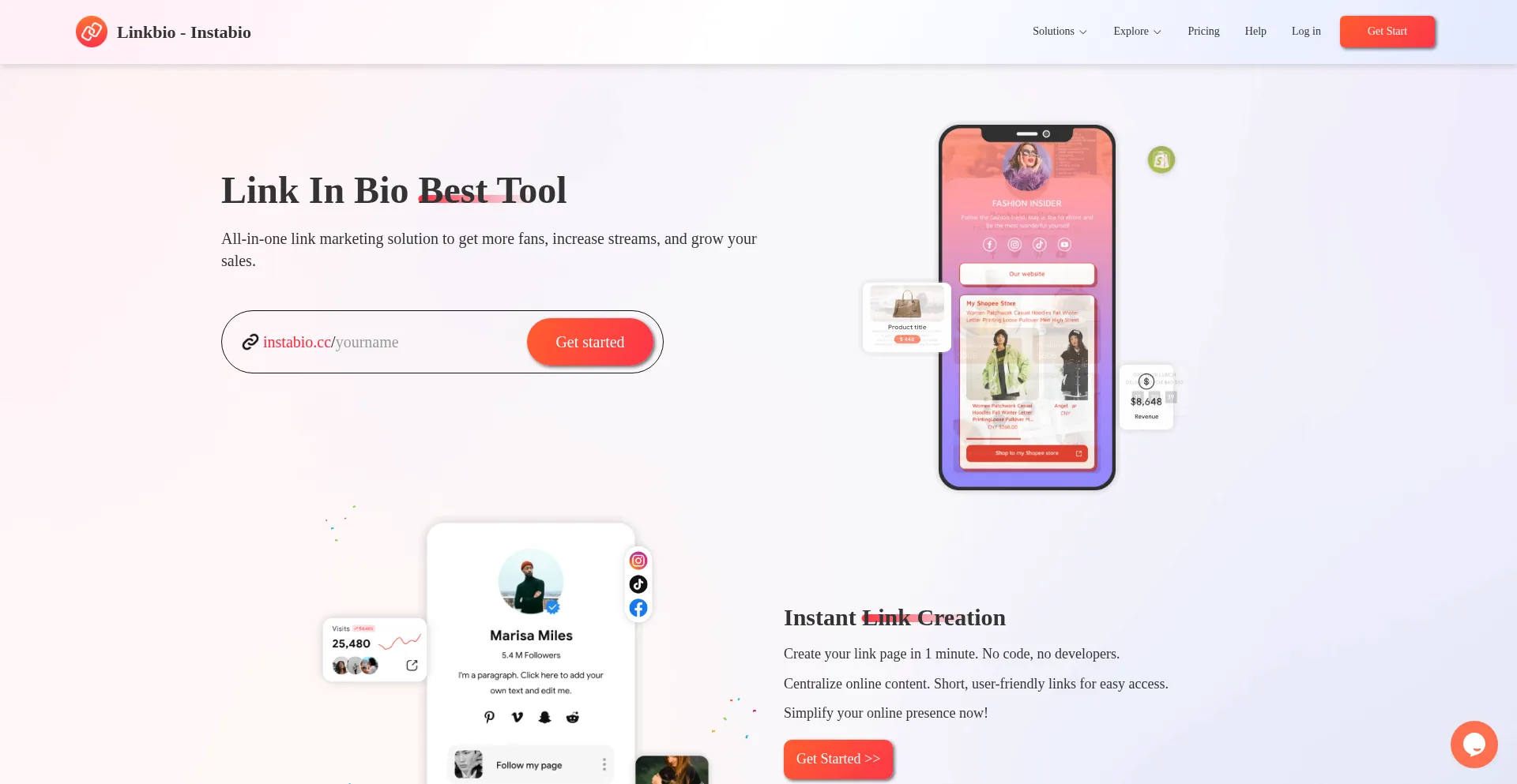 Website screenshot of Fans.link