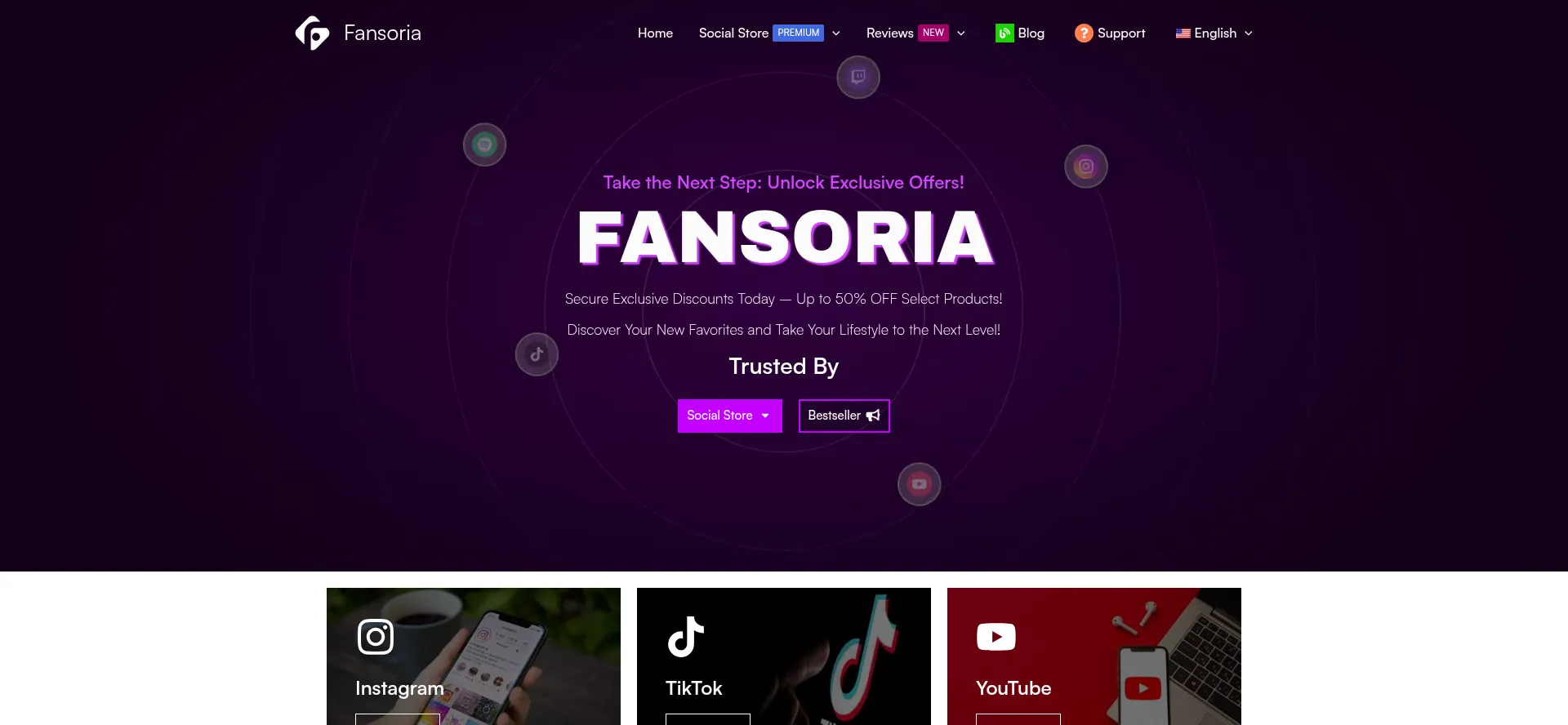 Website screenshot of Fansoria.com