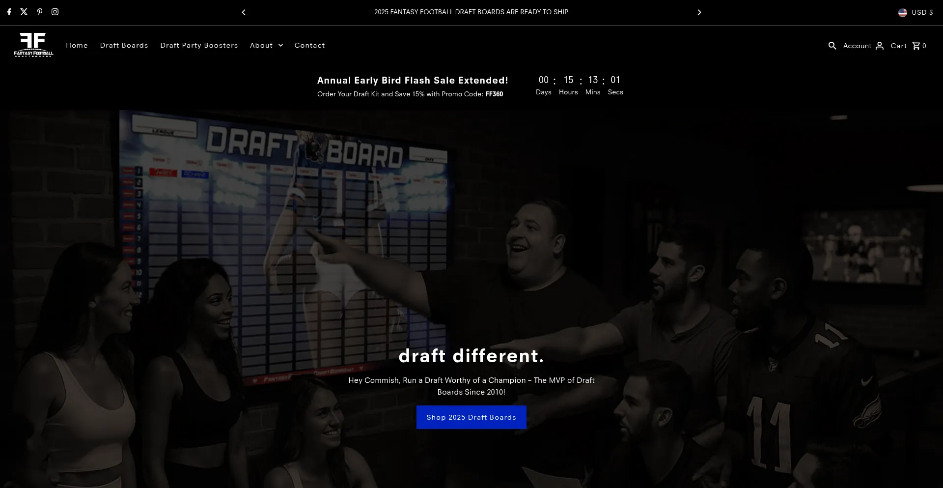 Website screenshot of Fantasyfootballdraftboard.net
