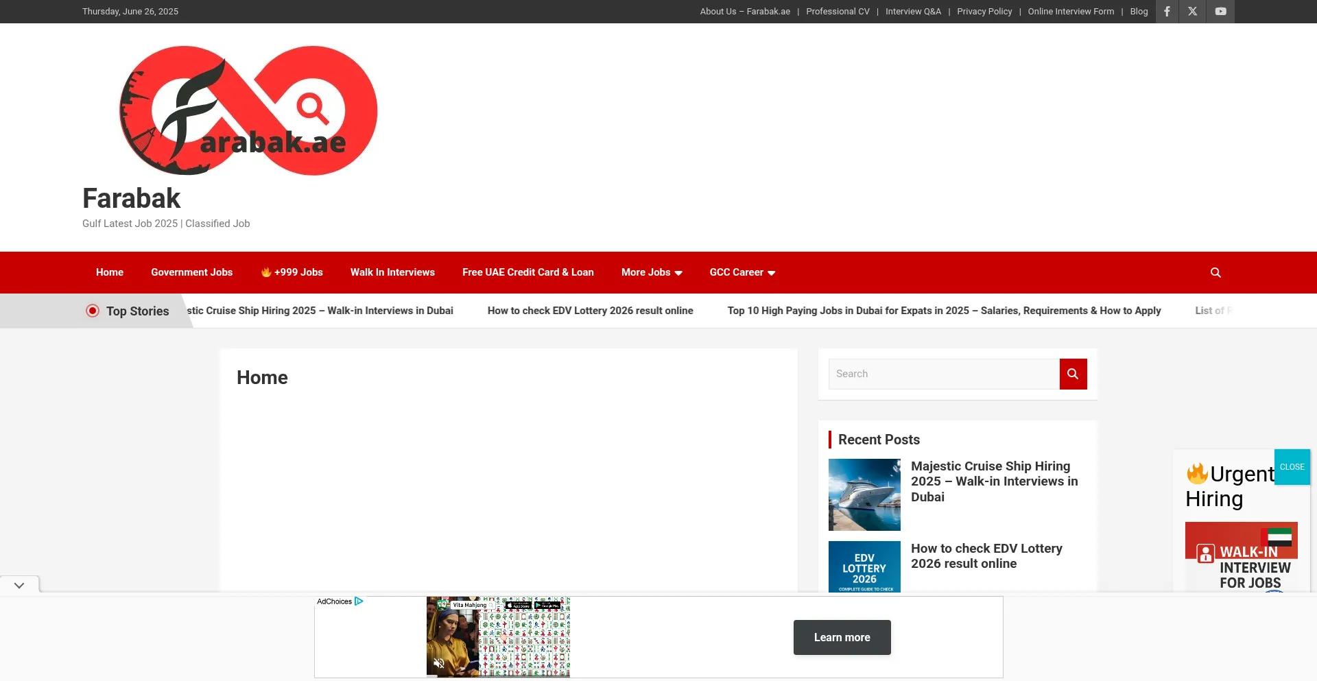 Website screenshot of Farabak.ae