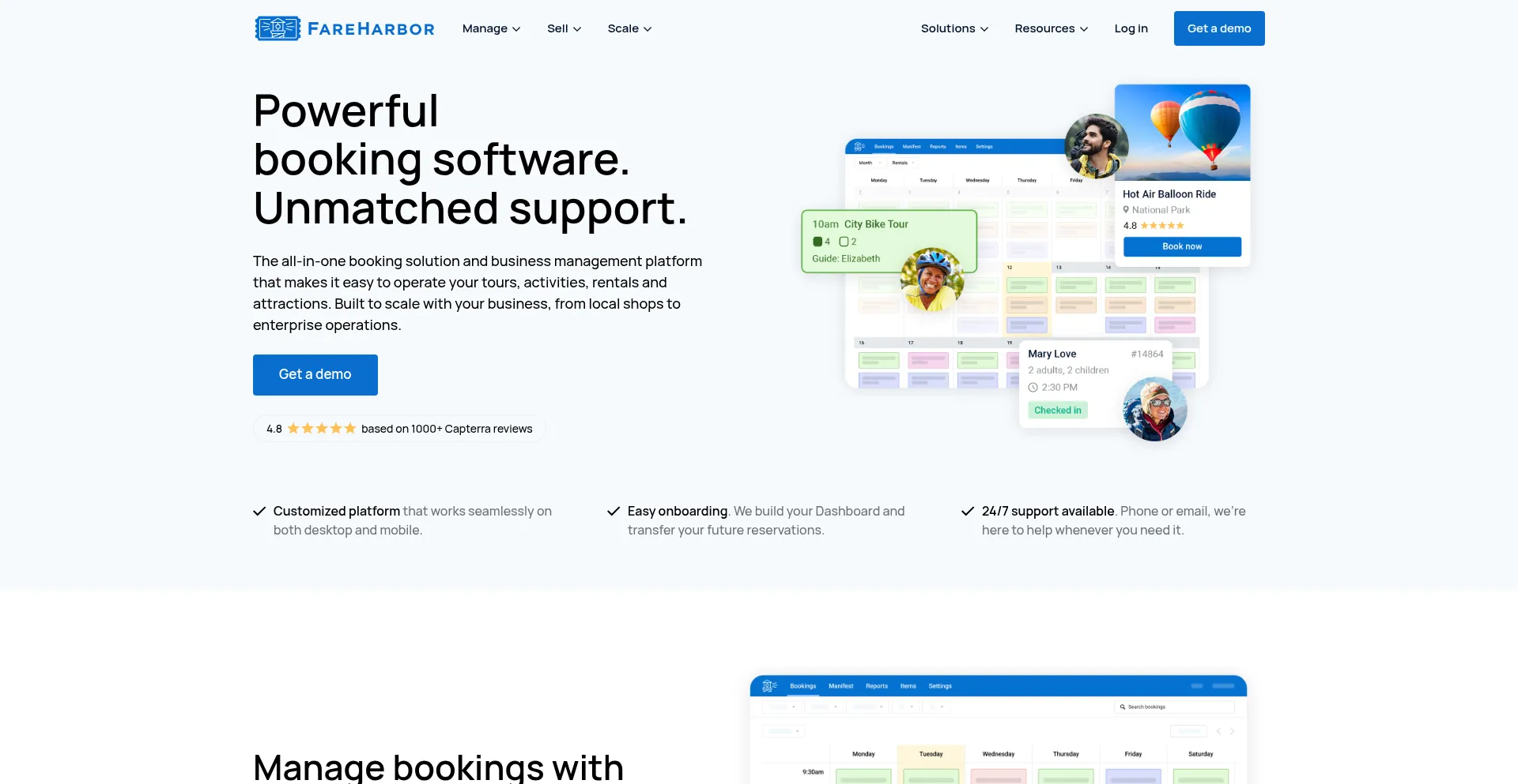 Website screenshot of Fareharbor.com