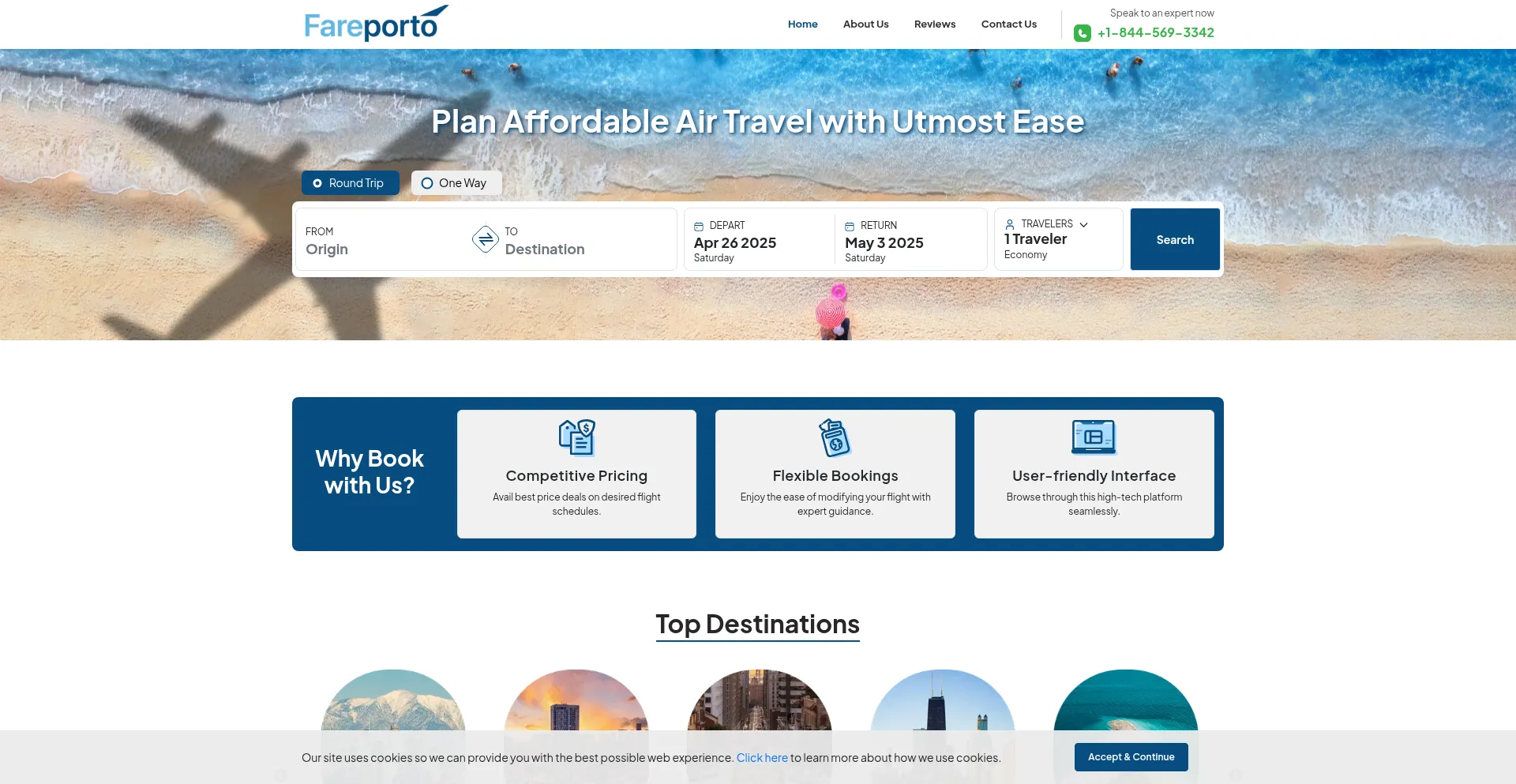 Website screenshot of Fareporto.com