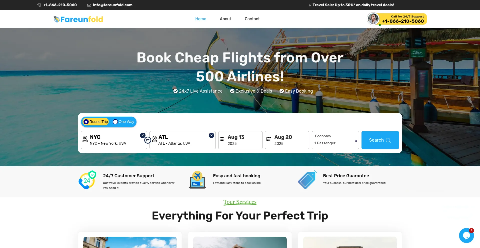 Website screenshot of Fareunfold.com