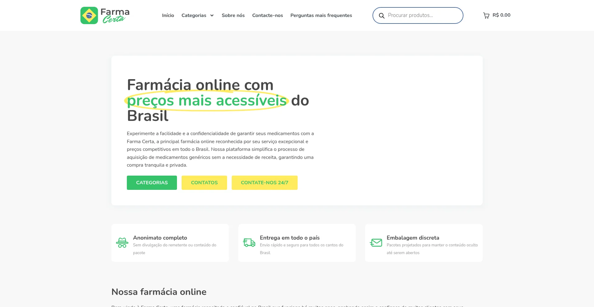 Website screenshot of Farmacerta.com