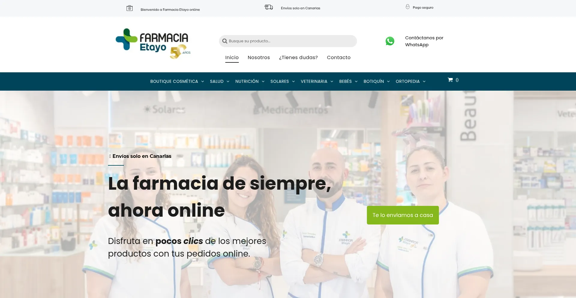 Website screenshot of Farmaciaetayo.com