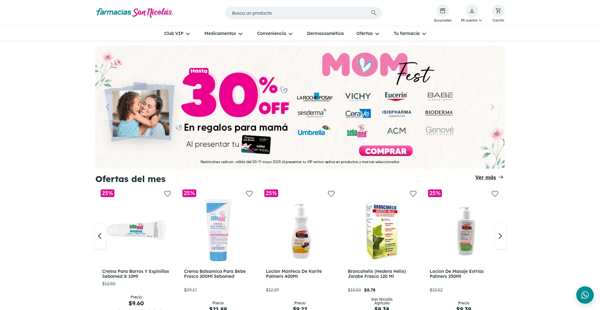 Website screenshot of Farmaciasannicolas.com
