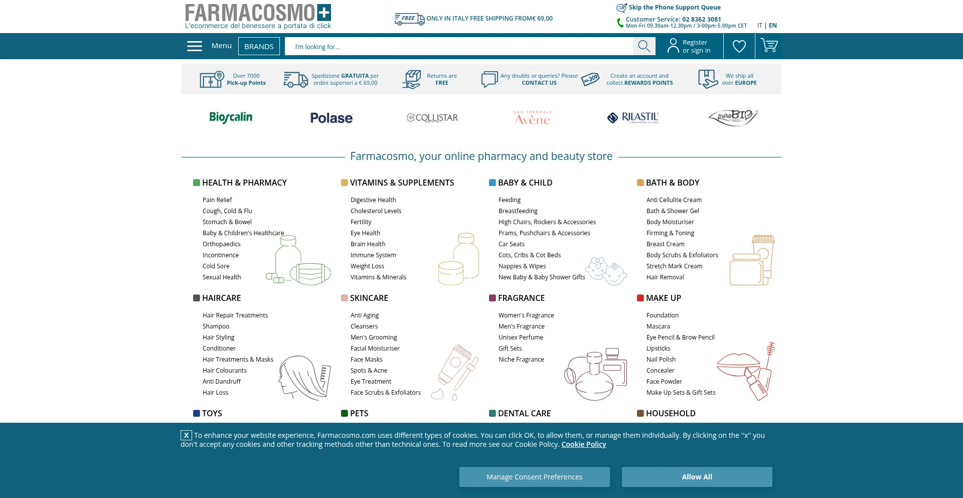 Website screenshot of Farmacosmo.com