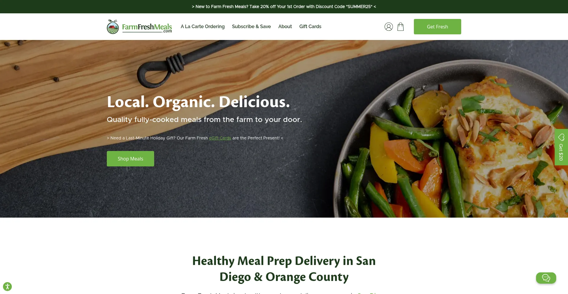 Website screenshot of Farmfreshmeals.com