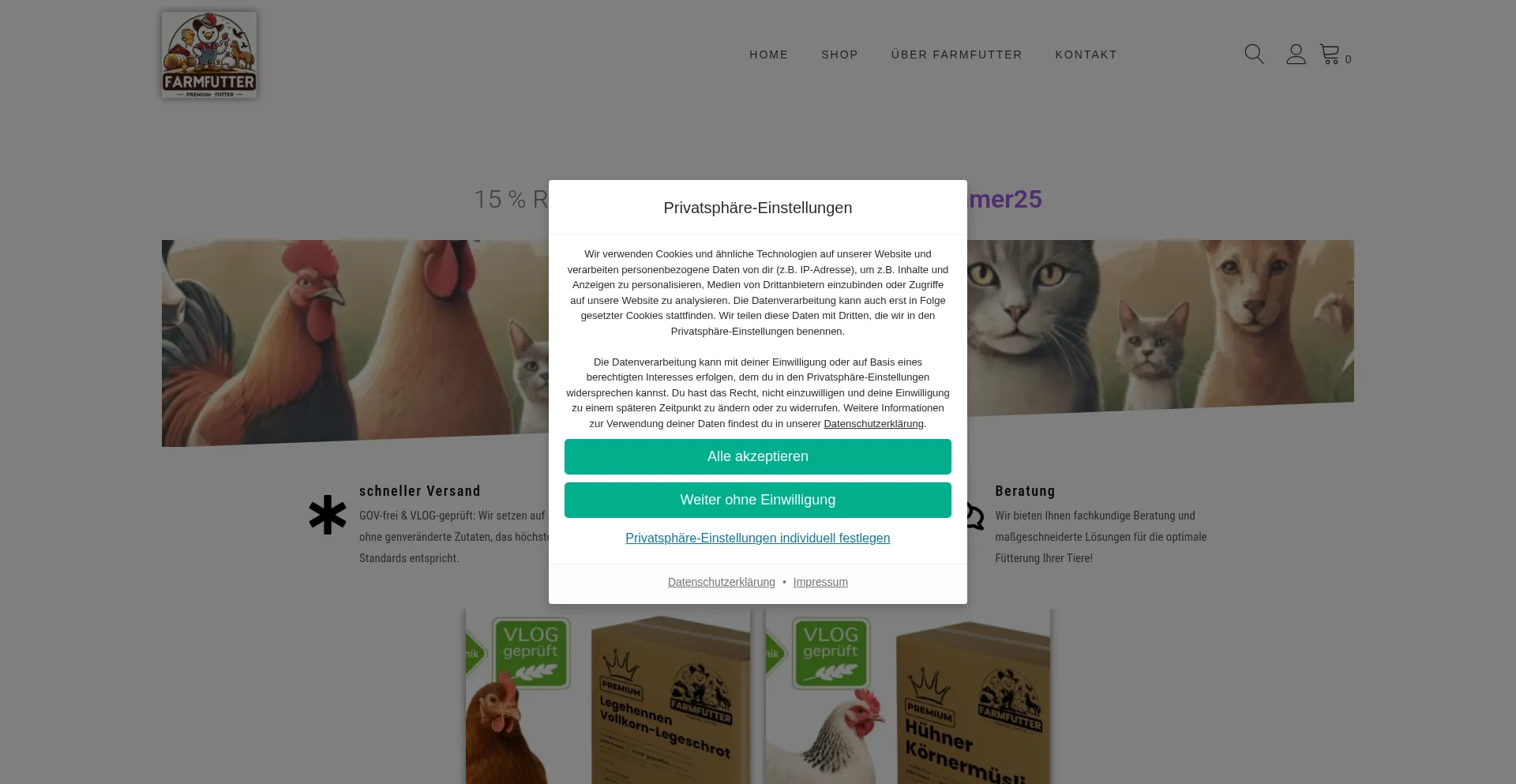 Website screenshot of Farmfutter.de