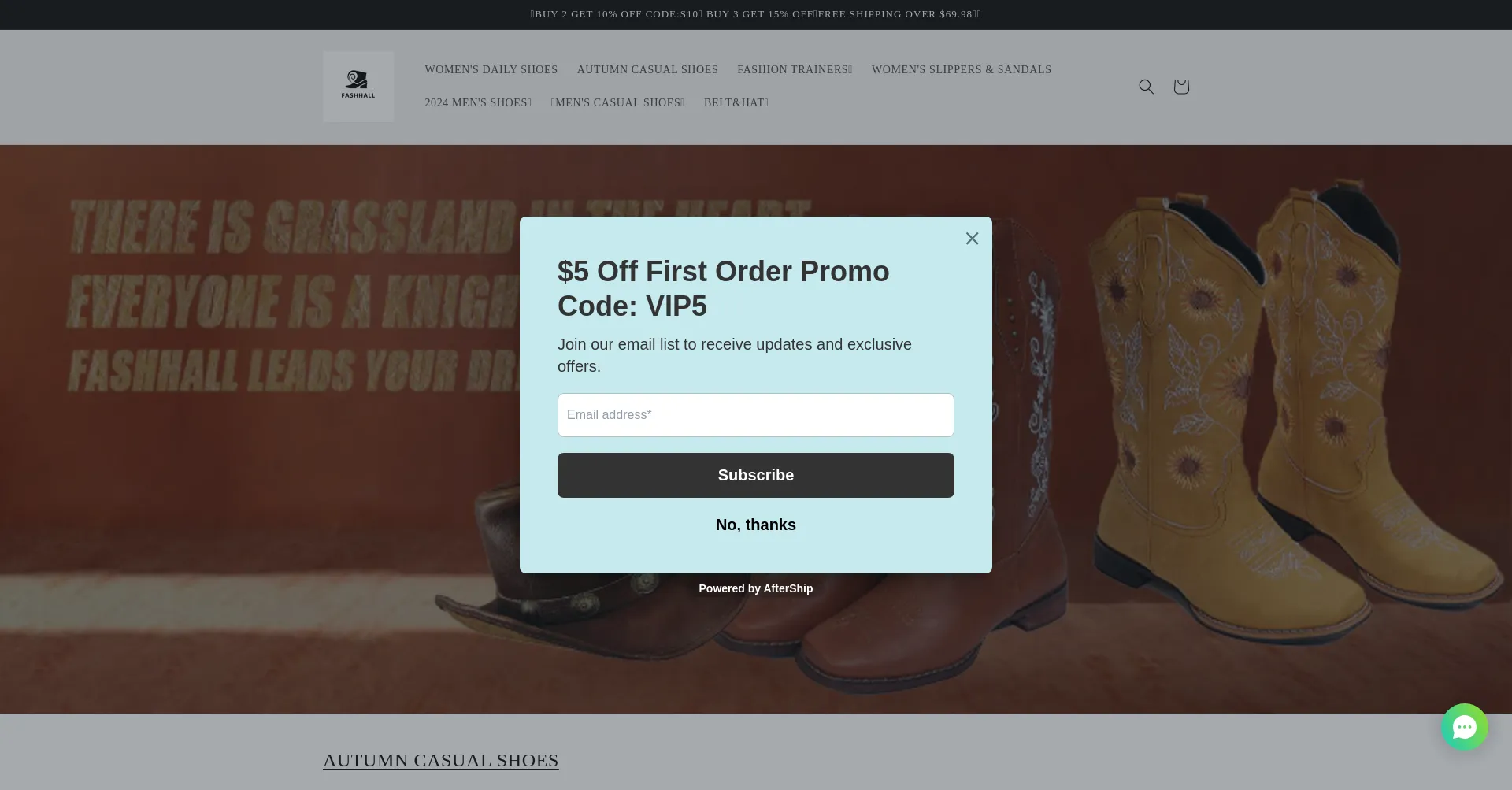 Website screenshot of Fashhall.com