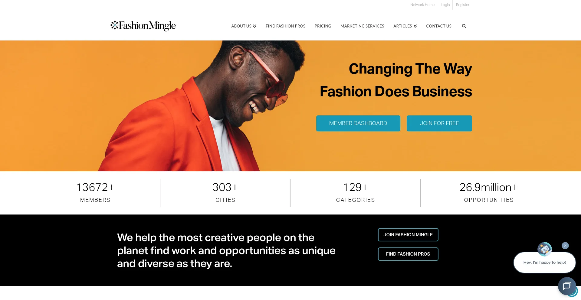 Website screenshot of Fashionmingle.com