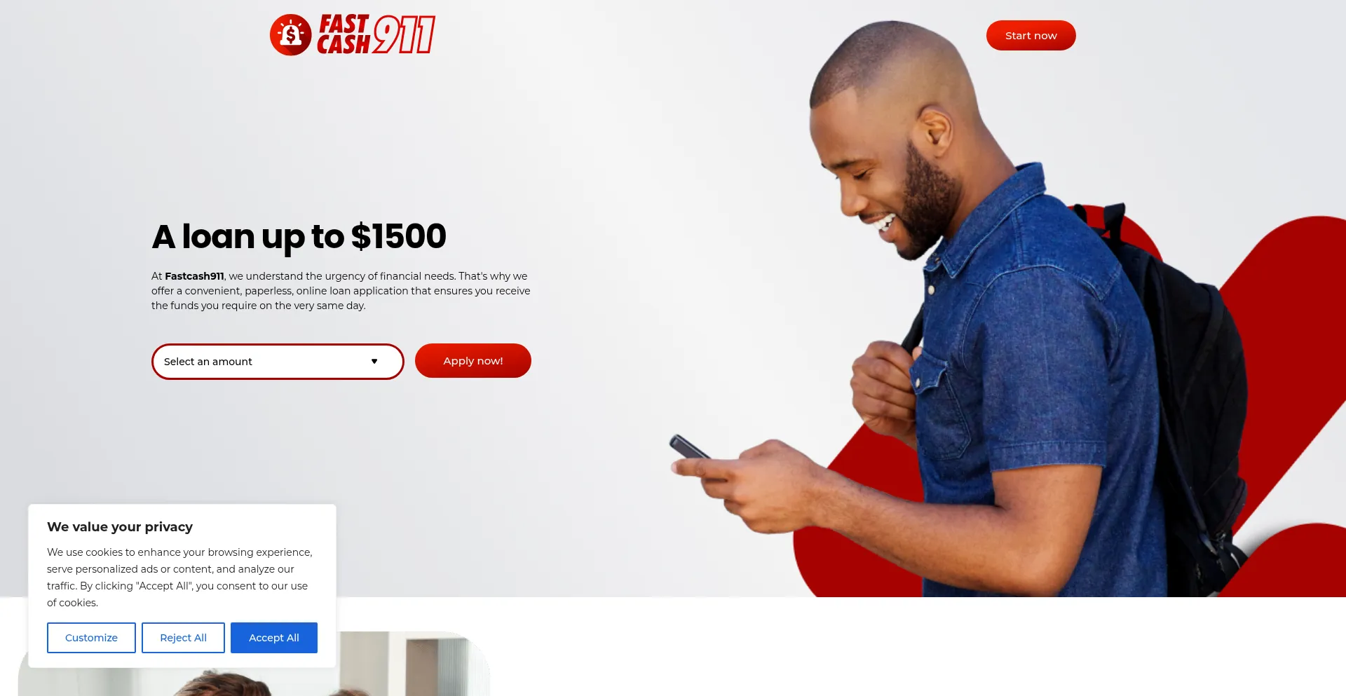 Website screenshot of Fastcash911.ca