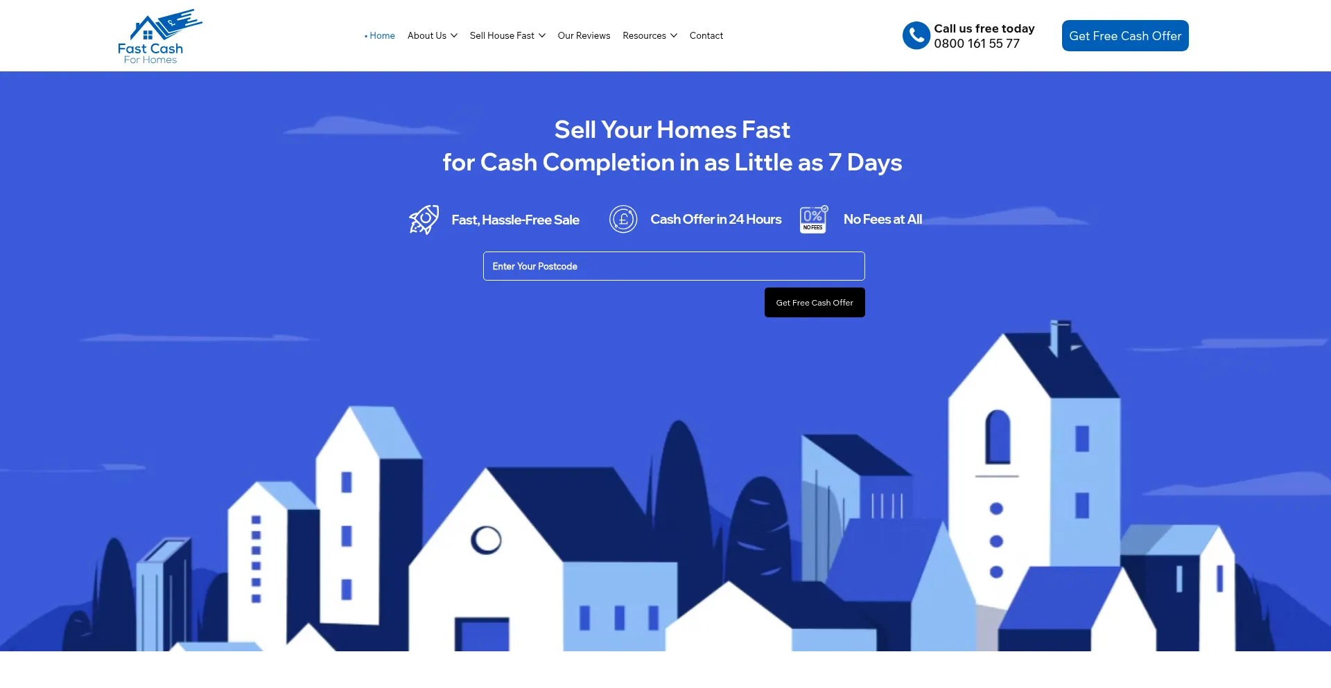 Website screenshot of Fastcashforhomes.co.uk