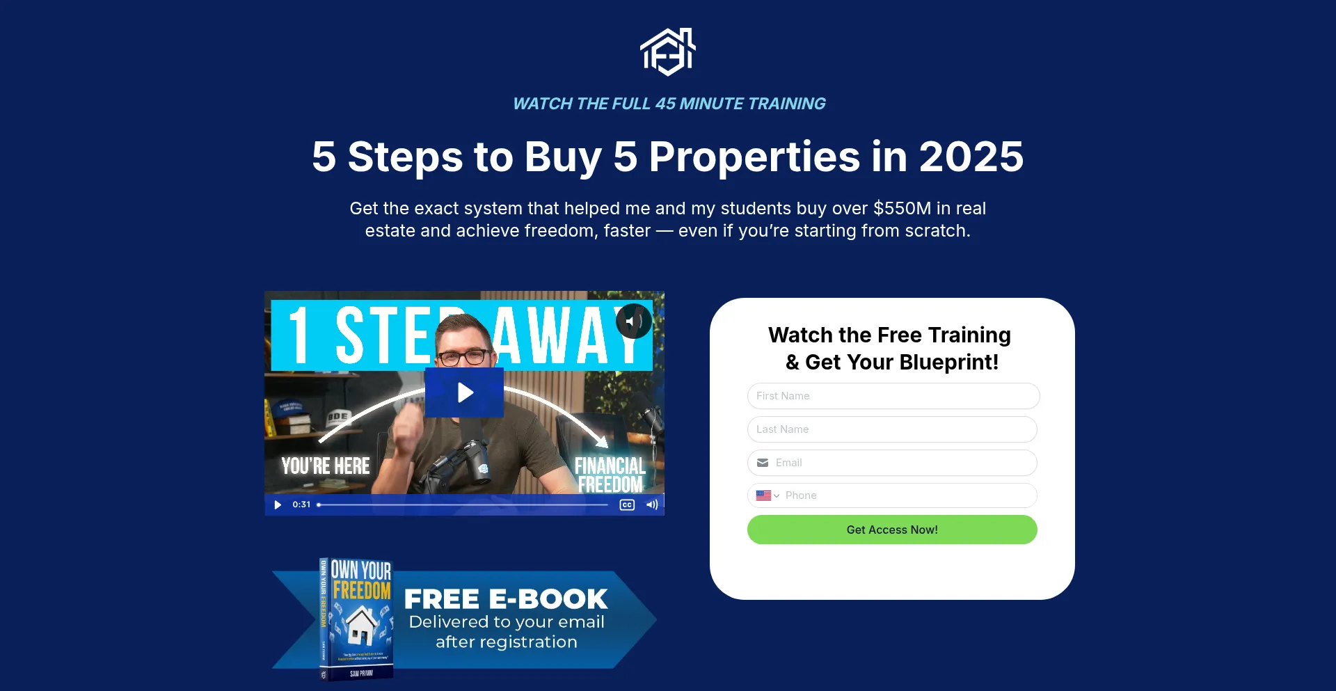 Website screenshot of Fasterfreedomclass.com