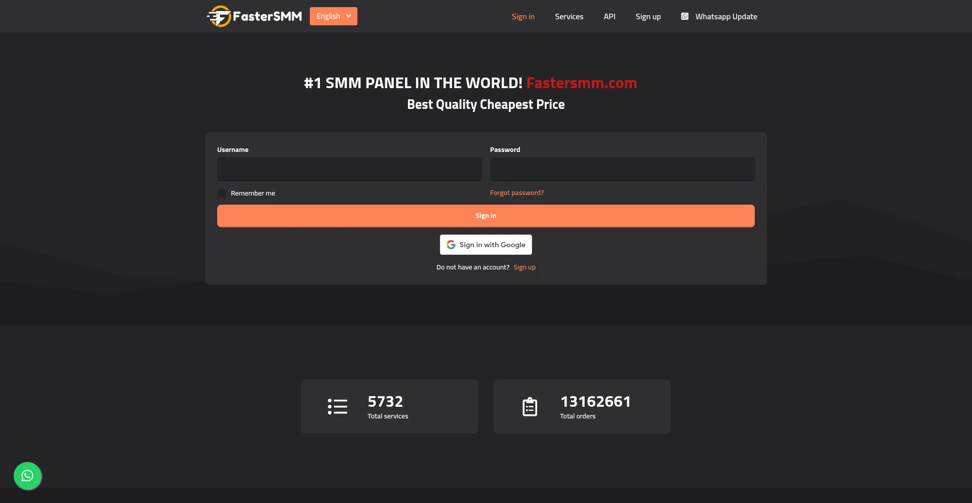 Website screenshot of Fastersmm.com