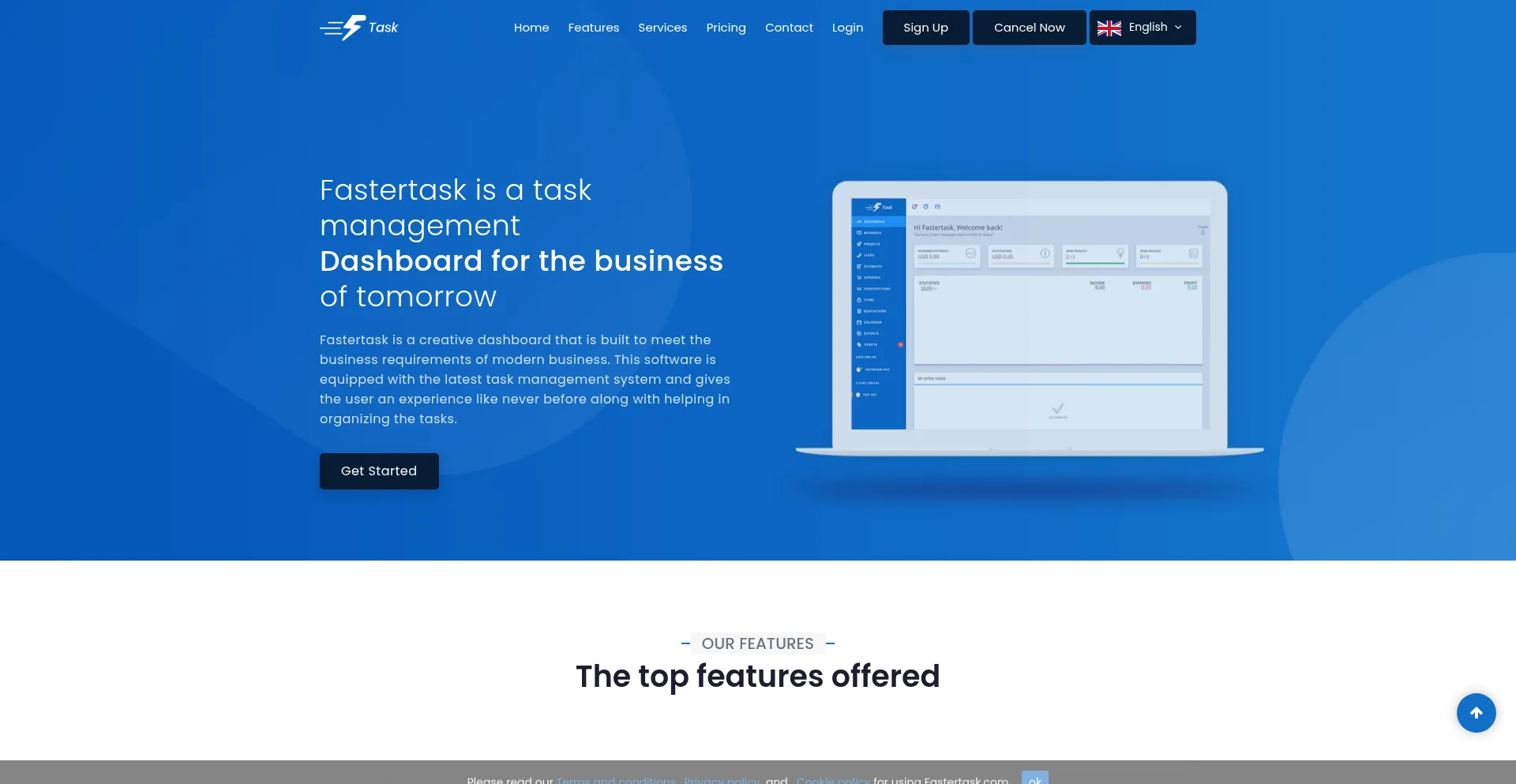 Website screenshot of Fastertask.com